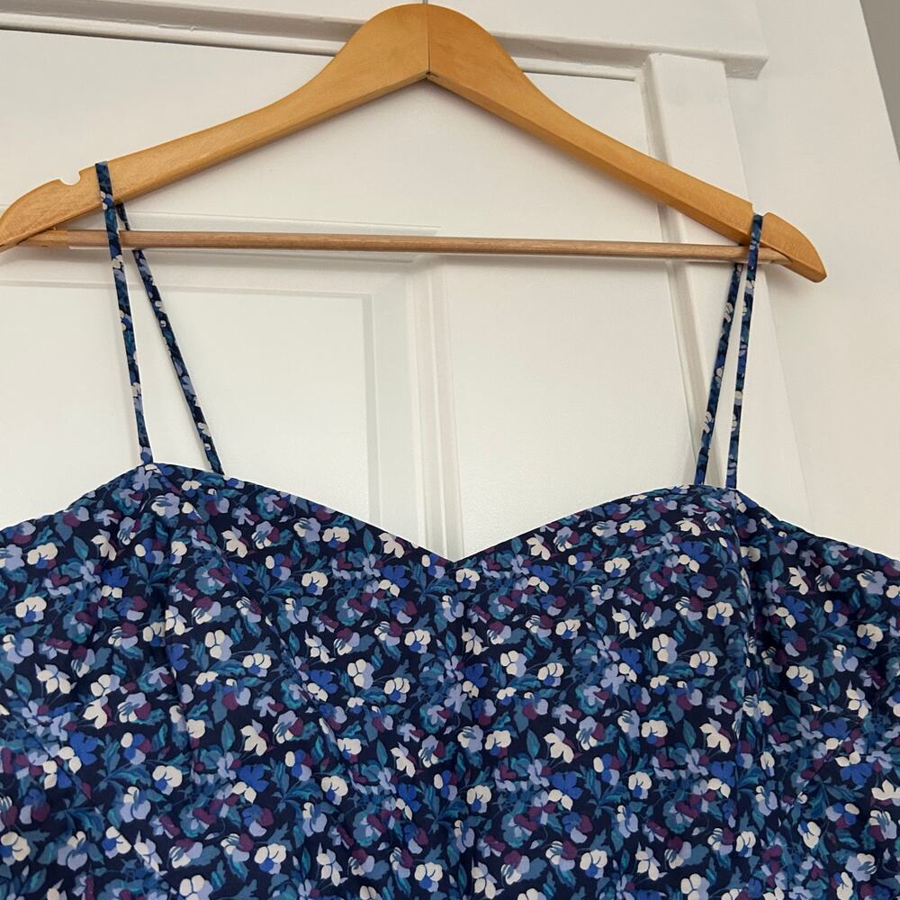 J. Crew Liberty Dress Midi Women’s 12 Blue Dark Romantic Resortwear Preppy Chic - Picture 5 of 10